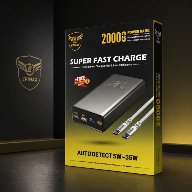 پاوربانک اپیمکس سوپرفست شارژ ۳۵ وات 20000 میلی آمپر EP-214