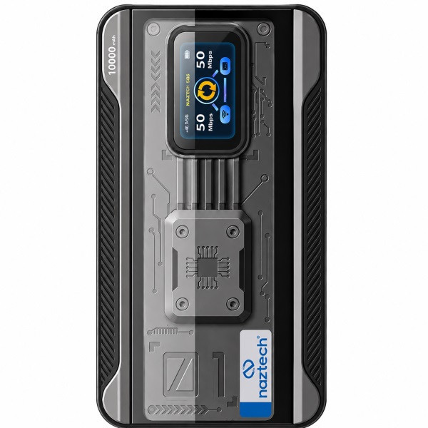 مودم و پاوربانک همراه 4G نزتک مدل NAZTECH 99G PLUS 4G با Wi-Fi 6، باتری 10000 میلیآمپرساعتی، پشتیبانی از 10 کاربر و درگاه USB Type-C