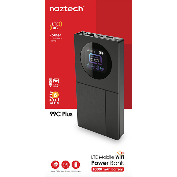 مودم و پاوربانک همراه 4G نزتک مدل99C PLUS با آنتن داخلی، درگاه USB Type-C، اتصال باسیم و بیسیم و پشتیبانی از 10 کاربر