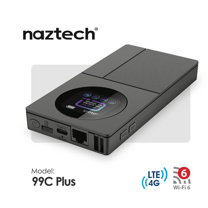 مودم و پاوربانک همراه 4G نزتک مدل99C PLUS با آنتن داخلی، درگاه USB Type-C، اتصال باسیم و بیسیم و پشتیبانی از 10 کاربر