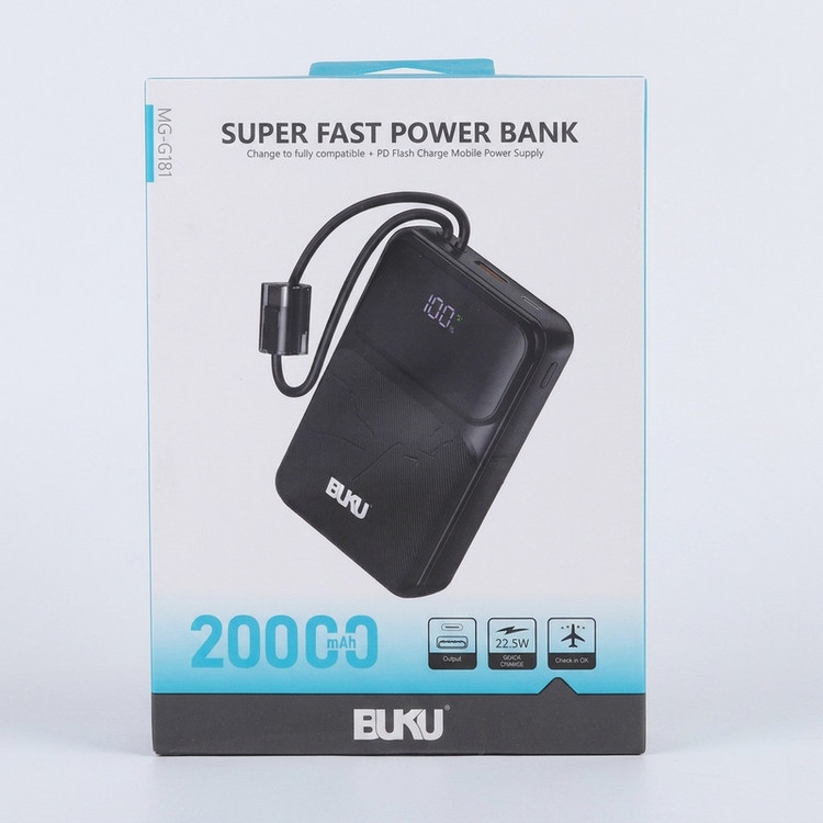 پاوربانک 22.5 وات بوکو مدل MG-G181 ظرفیت 20000 میلیآمپرساعت به همراه کابل USB-C