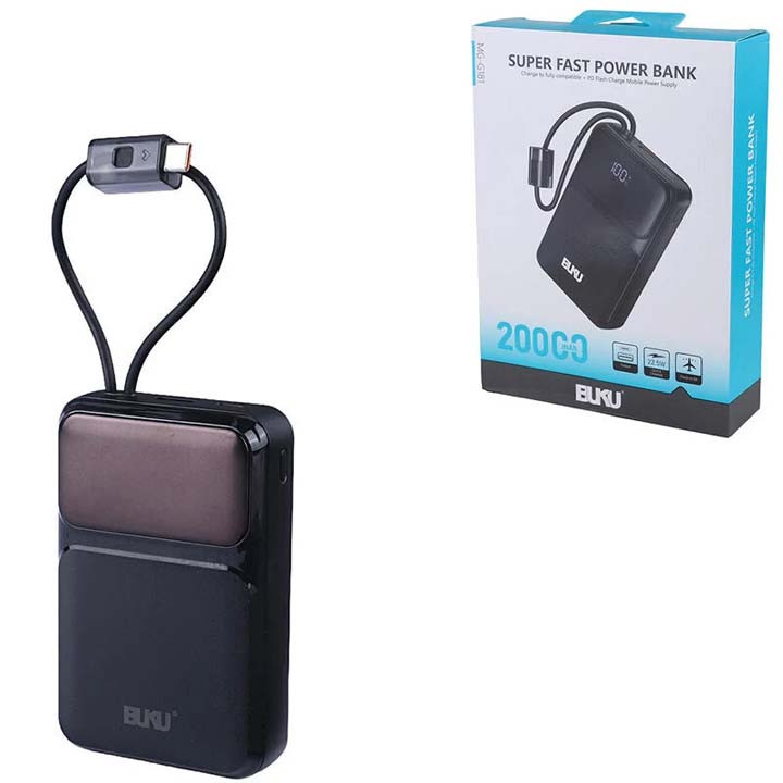 پاوربانک 22.5 وات بوکو مدل MG-G181 ظرفیت 20000 میلیآمپرساعت به همراه کابل USB-C